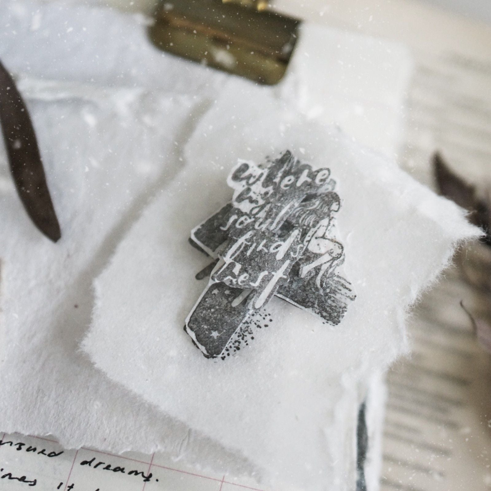 Alternate view of the Rest Rubber Stamp showing the stamp block and its gentle impression