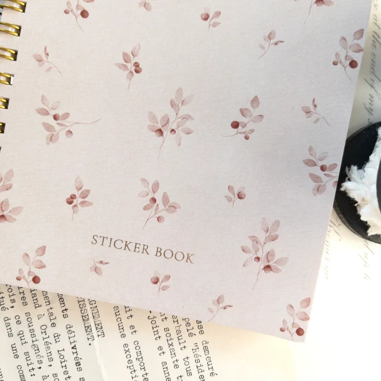 Close-up of the Reusable Sticker Storage Book floral cover design, A5 slim format