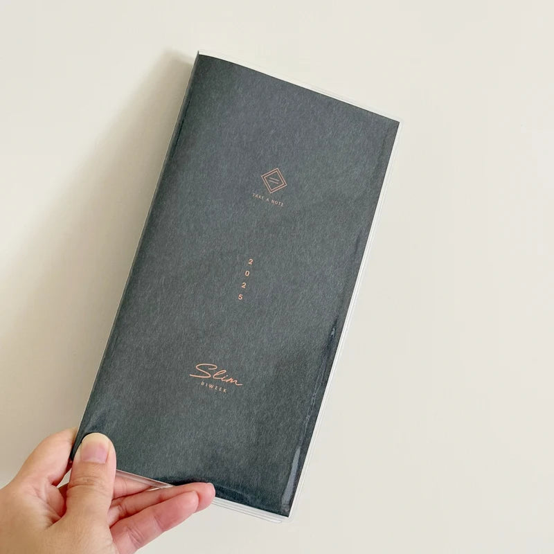 Slim Clear Cover by Take a Note — clear PVC cover shown with a slim planner, for journaling