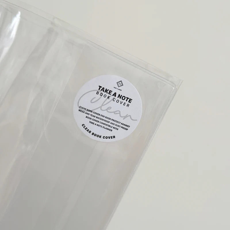 Slim Clear Cover by Take a Note — clear PVC book cover with product label, for journaling