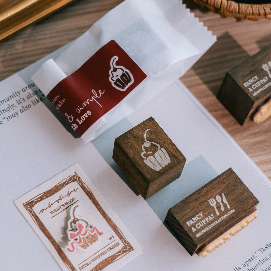 Cherry Cup Cake Rubber Stamp