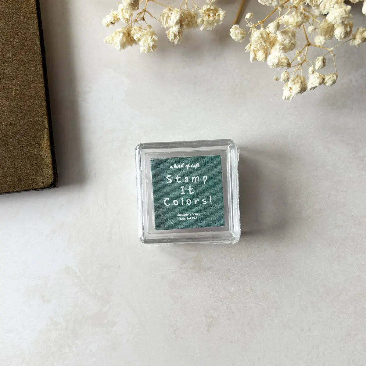 Sage Stamp Ink Pad by a kind of café — sage-green pigment stamp ink pad in its clear case, for journaling