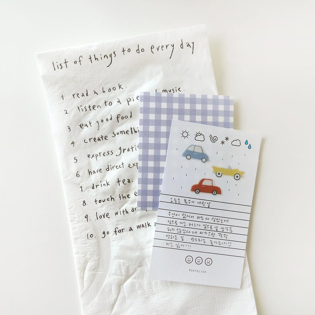 Set of small notepads with various designs, from the Slow Day Sticker Sheet