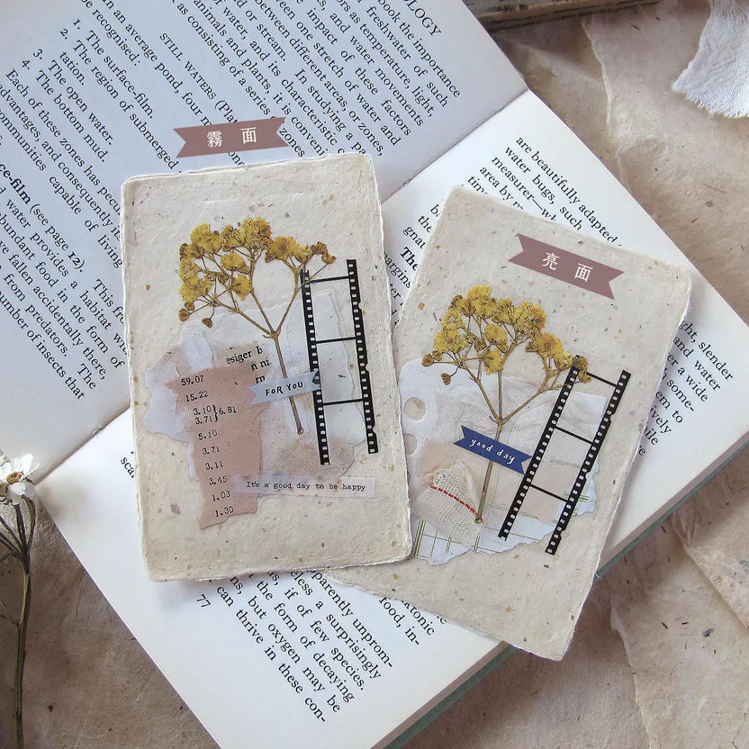 Two small notebooks decorated with Snippets Chapter 2 PET Tape florals on a textured surface