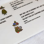 Character from a book with text on a white background