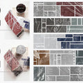 Collage of rubber stamps with various designs and text on a white background.
