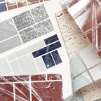 Collection of textured tiles in various colors and patterns on a white background