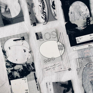 Limbo PET Tape by Some Sort of Fern with black and white architectural prints on a textured surface