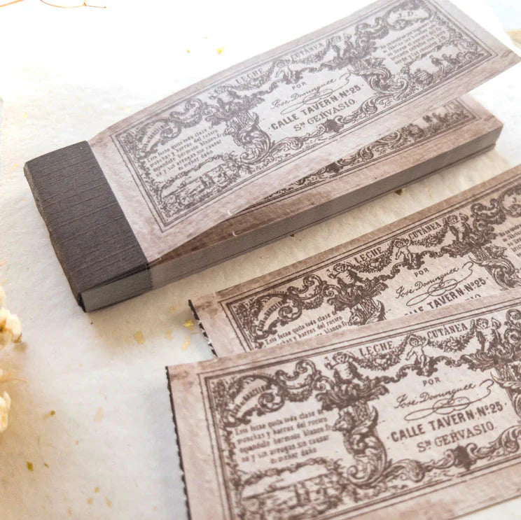 Spring Cottage Crafting Memo Pad with ornate label typography and tear-off strips in neutrals