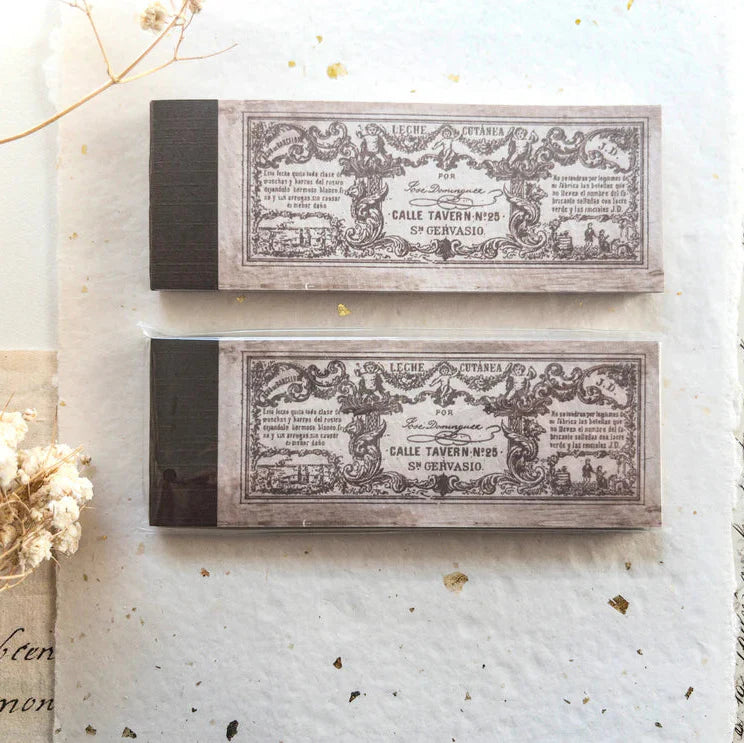 Minimal flat lay of two Spring Cottage Crafting Memo Pads on a textured paper background