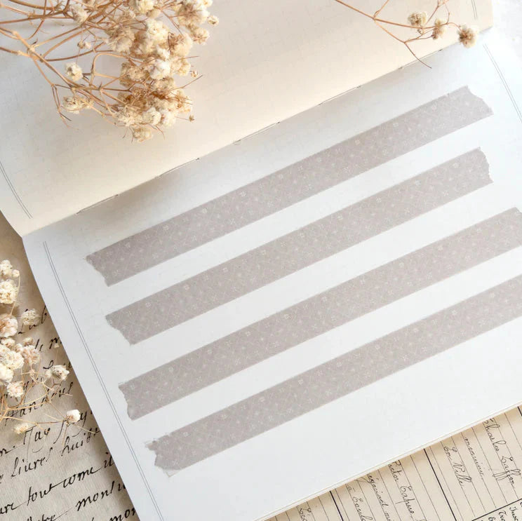 Spring Cottage III Washi Tape strips with a soft floral pattern in muted beige on white