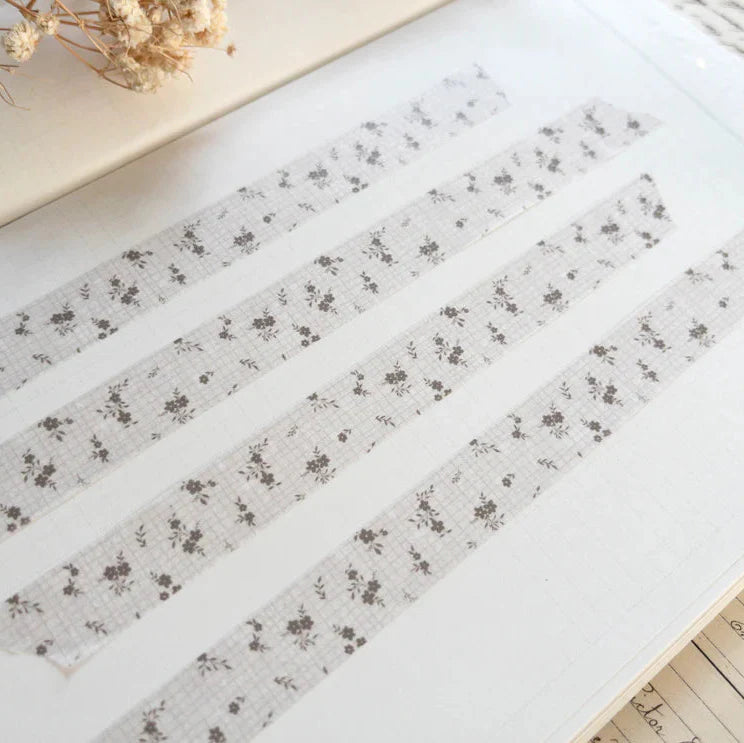 Spring Cottage IV Washi Tape strips with a small floral pattern in soft neutrals on white