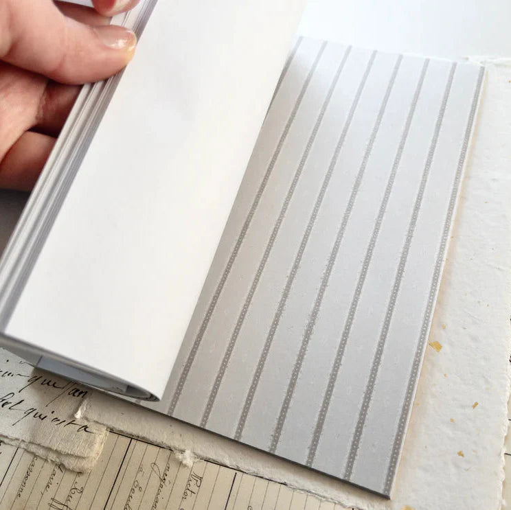 Minimal striped washi sticker sheet in soft grey tones from the Spring Cottage book