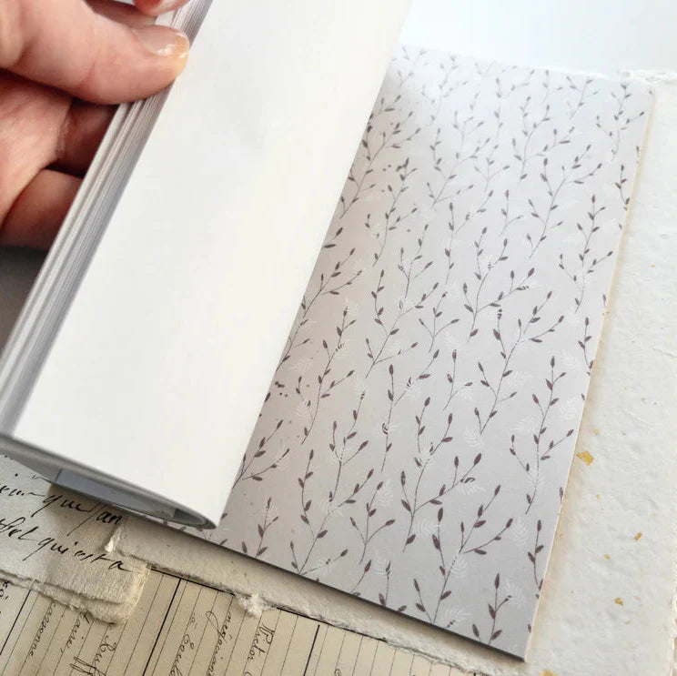 Delicate botanical leaf-branch washi sticker sheet in muted colors, Spring Cottage book