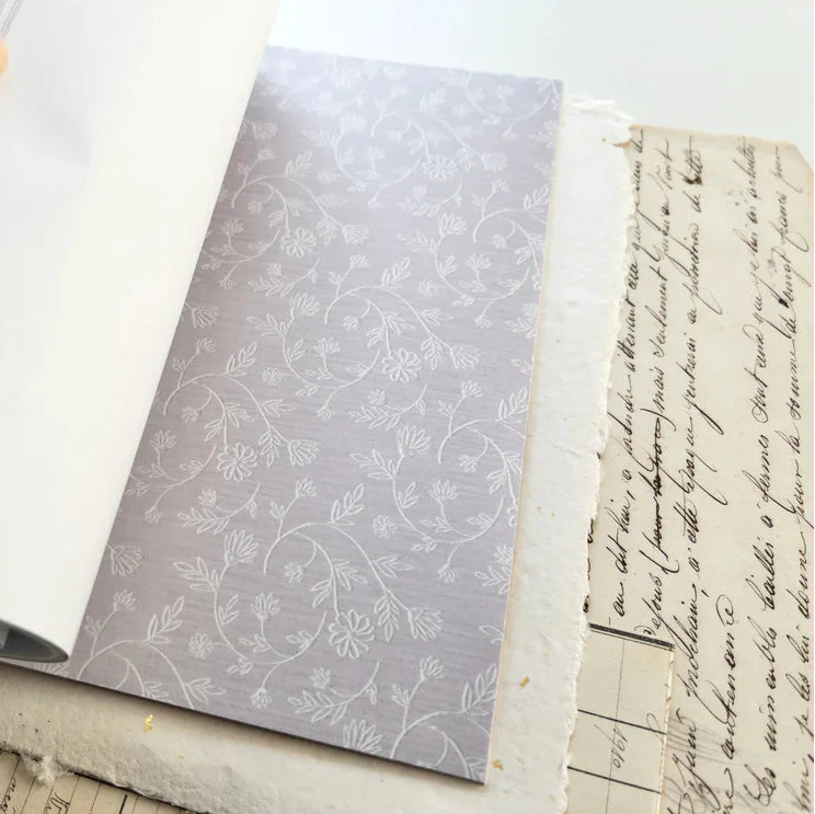 Elegant floral vine washi sticker sheet with detailed linework in light grey tones