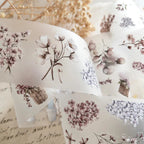 Floral-patterned fabric with a soft focus background
