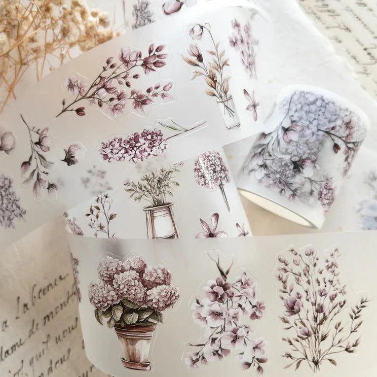 Spring Garden PET Tape floral and botanical designs displayed on a white background