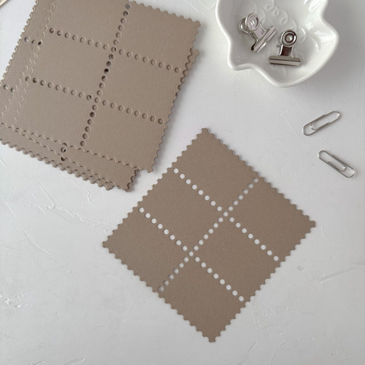 Coffee Stamp Card Vol. 3 perforated cards with a white clip on a light grey background