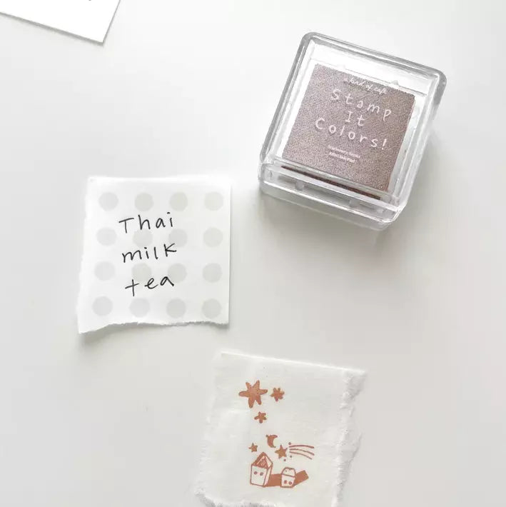 Clear stamp set with printed designs on a white background