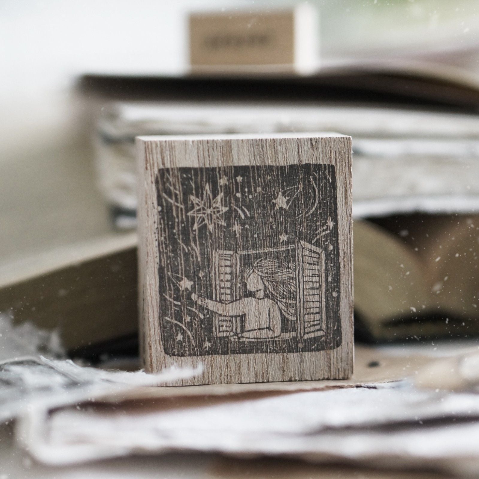 Star Window Rubber Stamp by Black Milk Project with window and star design, product view