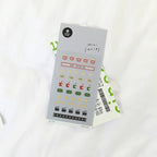 Sheet of stickers with movie-themed designs on a white background