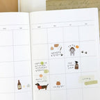 Calendar with stickers on a white background