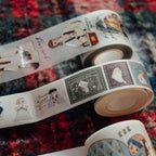 Decorative tape with illustrations on a textured surface
