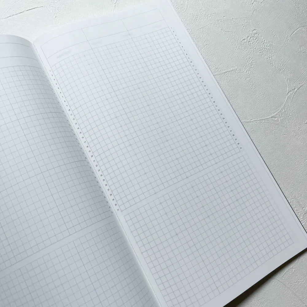 Open Take A Note Slim Weekly Planner grid pages displayed on a light grey background