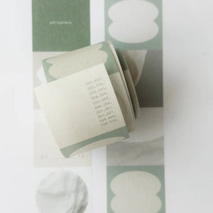 Tape F Soft Moments Washi Tape by Nyret in green and white packaging on a white background