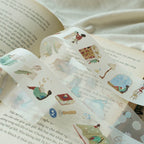 Decorative stickers with illustrations on a book page