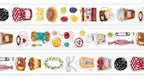 Collection of colorful food-themed illustrations on a white background