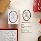 Collection of vintage-style rubber stamps on a white background