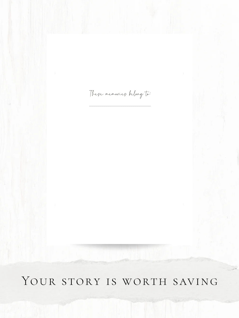 The Memory Keeper A5 Journal page with Your story is worth saving text on a white background