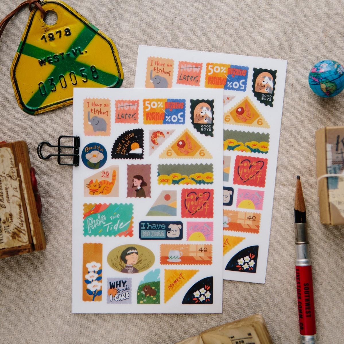 Those Little Thoughts Transfer Sticker by OURS Studio — colourful rub-on transfer sticker sheet, for journaling