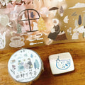 Tian Ye Afternoon Tea PET Tape by Yier — roll of forest tea-time clear PET deco tape, for journaling