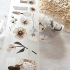 Two clear plastic sheets with floral and nature-themed designs on a light background.