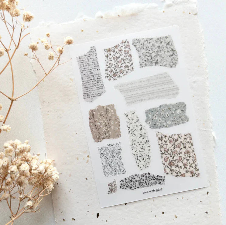 Trimmings Transfer Sticker sheet of elegant border patterns styled with dried flowers