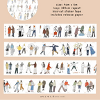 Washi tape with illustrated people design on a beige background