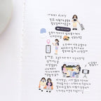 Travel diary with illustrations and text on a white background