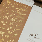 Twinkle And Ribbon Gold Foil Transparent Sticker