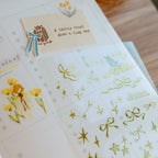 Twinkle And Ribbon Gold Foil Transparent Sticker