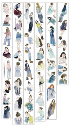 Wait 52 PET Tape by DingDing — watercolour women PET tape design sheet, for journaling