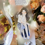 Wait 52 PET Tape by DingDing — seated long-haired girl PET tape design, for journaling