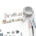 A Sunny Neighbourhood Washi Tape by The Coffee Monsterz CO — doodle-character washi tape with pens, for journaling