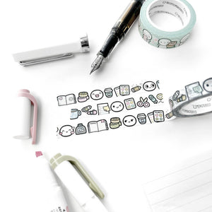Peeking Desk Critters Washi Tape by The Coffee Monsterz CO — desk-critter doodle washi tape with a pen, for journaling