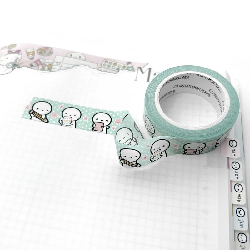 Planning Time 5.0 Washi Tape by The Coffee Monsterz CO — roll of planner-character washi tape, for journaling