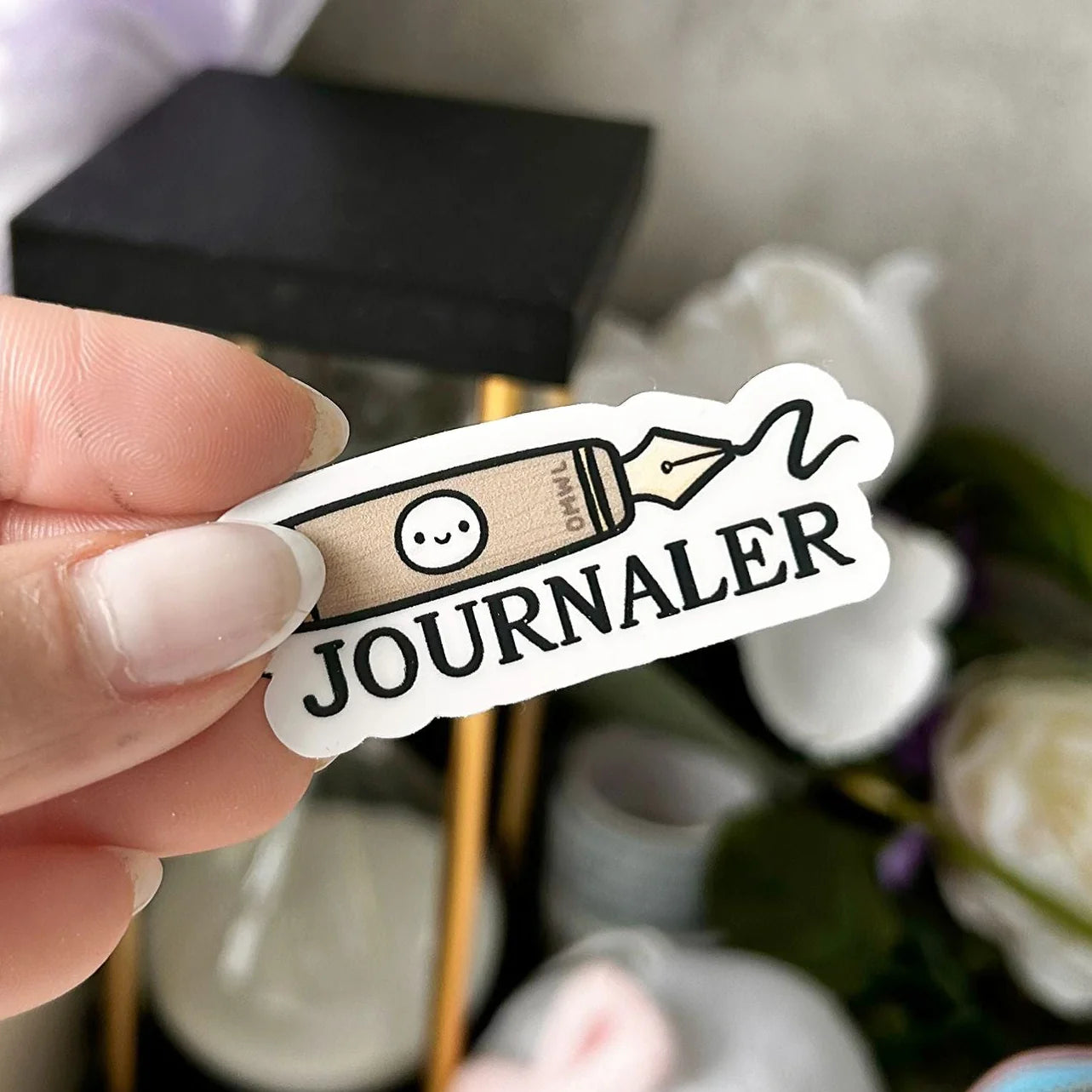 Journaler Pen Vinyl Sticker by OnceMoreWithLove, matte waterproof pen design for stationery fans