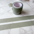 Grid Sage + Pearlized White Foil - 20mm Washi Tape Roll
