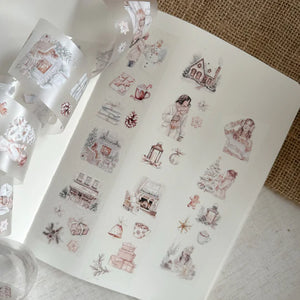 Winter Wonderland PET Tape by ArtStudioLea with cozy winter illustrations on a textured surface