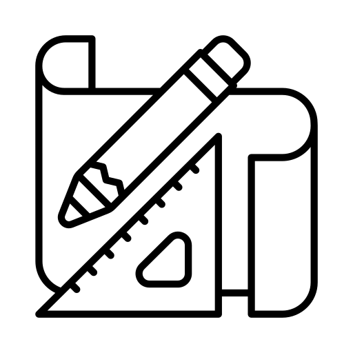 Icon of a pencil and ruler on a white background